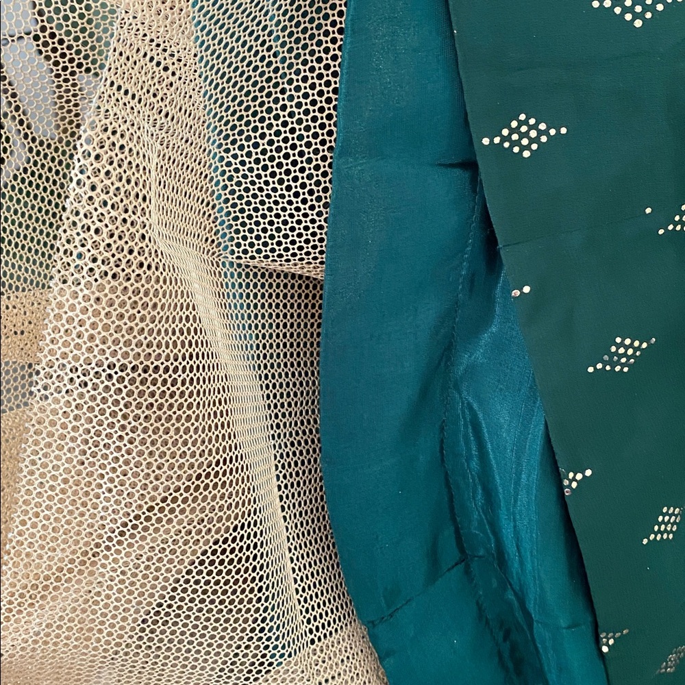 Custom Indian Wedding Guest Attire, Elegant Green and Yellow Dress - Picture 5 of 8